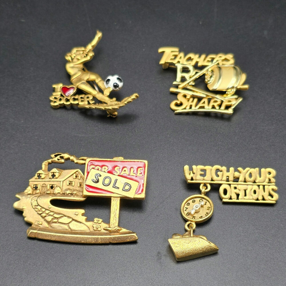 Vintage Danecraft Brooches set of 4 new old stock